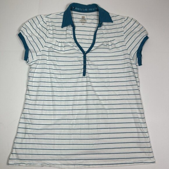 Faded Glory Women Polo Shirt Top Striped Short Sleeve V-Neck Buttons Sz 1X 16W - Picture 3 of 6